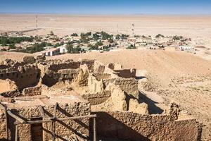 Visualizza di montagna oasi chebika, sahara deserto, tunisia, Africa foto