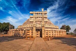 grande stupa. Sanci, madhya pradesh, India foto