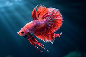 ai generato colorato siamese combattente pesce, betta splendens.generativo ai foto