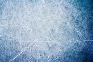 congelato tela, blu ghiaccio pista struttura con pattinare e hockey segni. foto