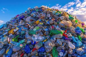 ai generato plastica inquinamento a partire dal rifiuto singolo uso plastica professionale fotografia foto