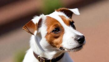 coraggioso Jack russell terrier nel natura, cane fotografia foto