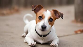 coraggioso Jack russell terrier nel natura, cane fotografia foto