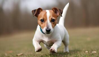 coraggioso Jack russell terrier nel natura, cane fotografia foto