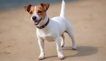 coraggioso Jack russell terrier nel natura, cane fotografia foto