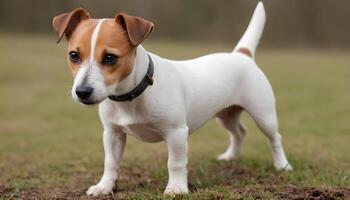 coraggioso Jack russell terrier nel natura, cane fotografia foto