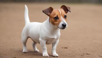 coraggioso Jack russell terrier nel natura, cane fotografia foto