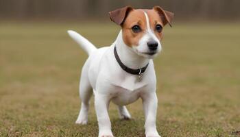 coraggioso Jack russell terrier nel natura, cane fotografia foto