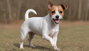 coraggioso Jack russell terrier nel natura, cane fotografia foto