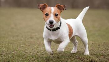 coraggioso Jack russell terrier nel natura, cane fotografia foto