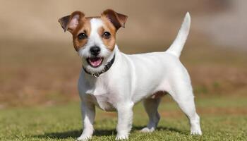 coraggioso Jack russell terrier nel natura, cane fotografia foto