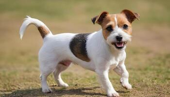 coraggioso Jack russell terrier nel natura, cane fotografia foto