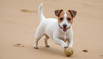 coraggioso Jack russell terrier nel natura, cane fotografia foto