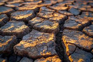 ai generato Cracked asciutto terra struttura nel deserto foto