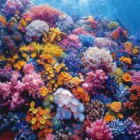 ai generato un' vivace corallo scogliera brulicante con marino vita foto