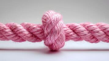 ai generato rosa corda con nodo isolato su bianca sfondo con ombra. rosa di spessore corda con corda nel il mezzo. scarpa pizzo corda foto