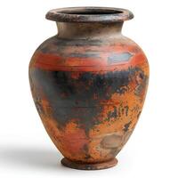 ai generato antico greco ceramica vaso isolato su bianca sfondo con ombra. antico greco vaso come Conservazione o trasporto nave, anfora foto