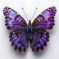 ai generato viola farfalla isolato su bianca sfondo con ombra. viola hairstreak la farfalla. viola farfalla superiore Visualizza piatto posare foto