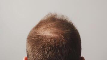 ai generato capelli perdita uomo studio tiro , stressato uomo , Calvo uomo . foto