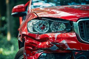 ai generato auto incidente su il strada. incidente su il autostrada. assicurazione concetto. foto