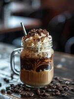 ai generato frappé caffè, bere, realistico foto