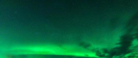 aurora boreale, settentrionale luci raggiante con stellato nel il notte cielo foto