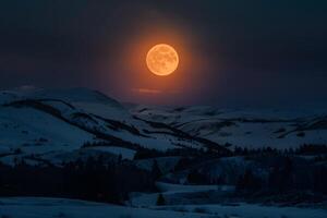 ai generato luminosa chiaro di luna si illumina il notte con suo radiante splendore foto