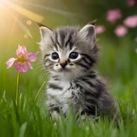 ai generato adorabile gattino affascinato di il bellezza di nature meraviglie per sociale media inviare dimensione foto