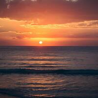 ai generato romantico tramonto calchi caldo splendore al di sopra di sereno mare paesaggio per sociale media inviare dimensione foto