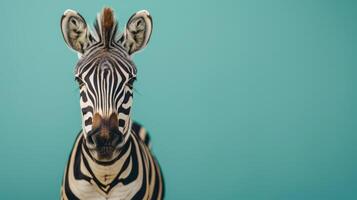 ai generato un' zebra su un' pastello verde sfondo foto