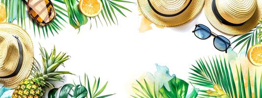 vacanza estate vacanza viaggio tropicale oceano mare bandiera panorama saluto carta - cannuccia cappello foto