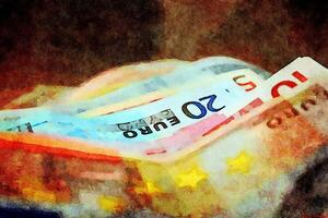 un' mucchio di Euro banconote di diverso valore foto