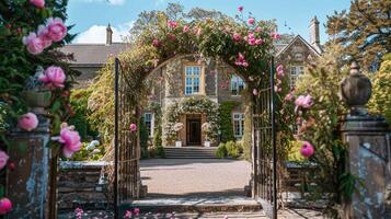 nozze decorazione con peonie, floreale arredamento e evento celebrazione, peonia fiori e nozze cerimonia nel il giardino, inglese nazione stile foto