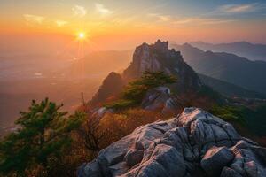 foto Alba di bukhansan montagna nel Seoul città fuga