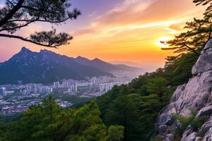 foto Alba di bukhansan montagna nel Seoul città fuga