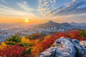 foto Alba di bukhansan montagna nel Seoul città fuga