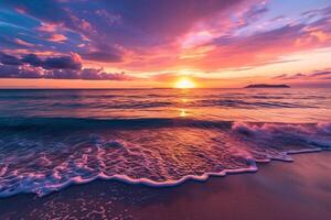 foto bellissimo tramonto su il spiaggia foto come un' sfondo