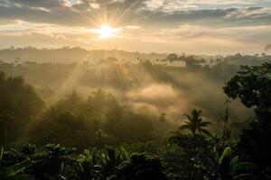 foto Alba al di sopra di bali giungla