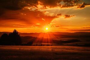 foto mozzafiato tramonto nel il sera