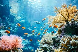 foto corallo scogliera con pesce blu mare subacqueo scena