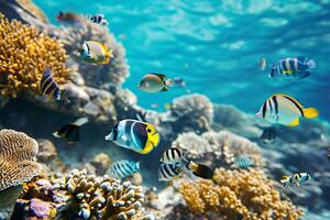 foto corallo scogliera con pesce blu mare subacqueo scena