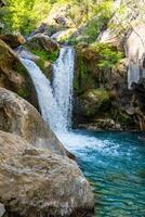 sapadere canyon con cascate di cascate nel il Toro montagne vicino Alanya, tacchino foto