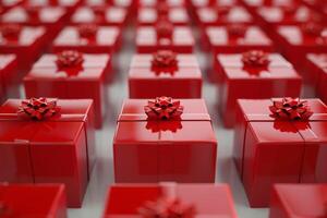 classico sangue rosso regalo scatole isolato su bianca sfondo foto