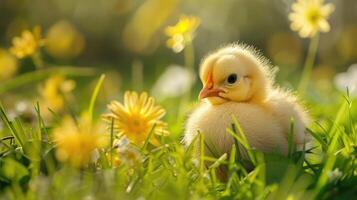 Pasqua pollo nel erba foto