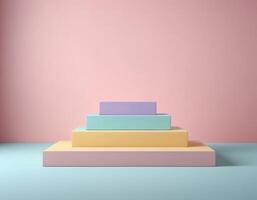 minimalista pastello podio su morbido sfondo Prodotto Schermo In piedi foto