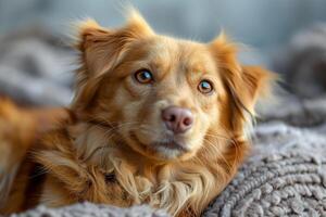 d'oro cane da riporto dire bugie su coperta.. ritratto di cane. foto