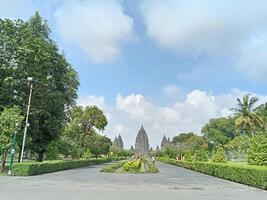 prambanan tempio cortile con alberi nel Indonesia foto