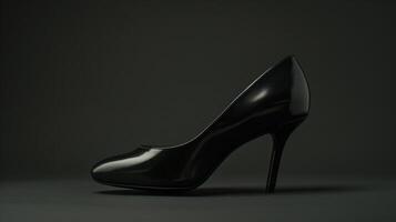 un' singolo elegante colorato tacco alto scarpa, perfettamente posizionato contro un' piatto sfondo, simboleggia senza tempo moda. foto