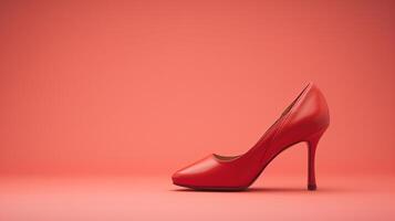 un' singolo elegante colorato tacco alto scarpa, perfettamente posizionato contro un' piatto sfondo, simboleggia senza tempo moda. foto