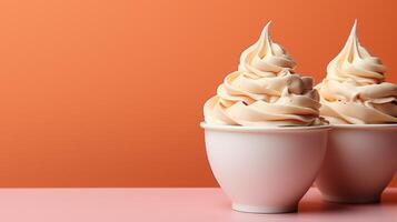 ghiaccio crema vaniglia tazza congelato dolce su strada cibo cremoso gelato foto